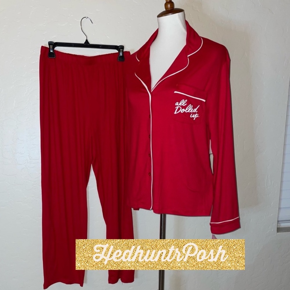 🎉HP🎉New! Kate Spade Red “All Dolled Up” Pajama Pant 2pc Set XL🌹Last one! - Picture 2 of 12